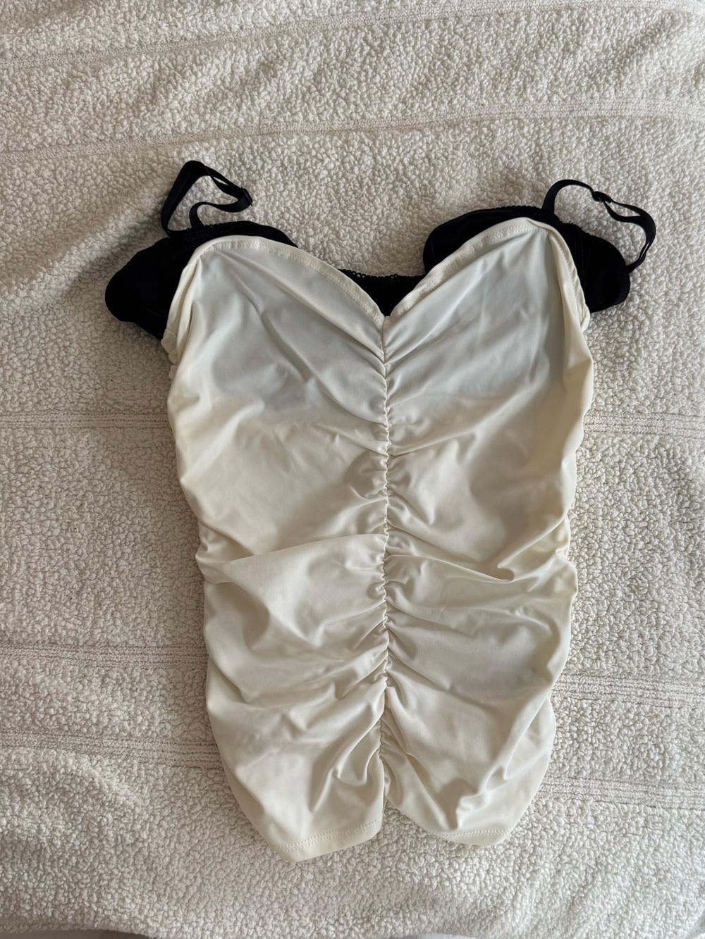 MIAOU Ruched Two-Tone Tank - Cream & Black